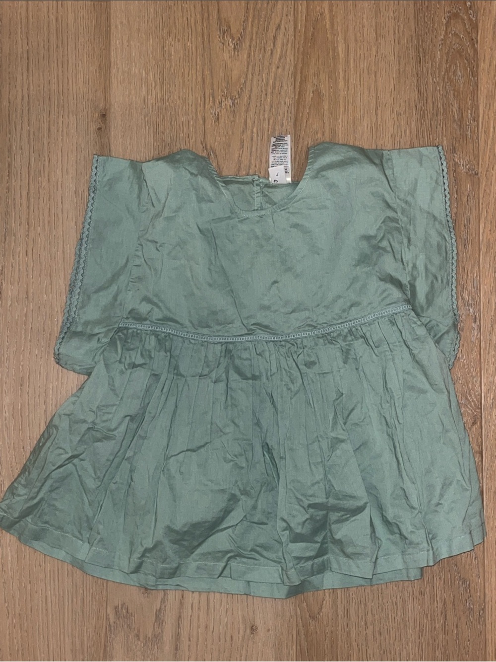 Girls Nordstrom Sage Green Flutter Sleeve Cotton Top, NWOT Size XL 14/16
